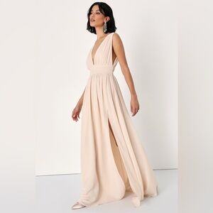 NWT LuLus Heavenly Hues Cream Maxi Dress